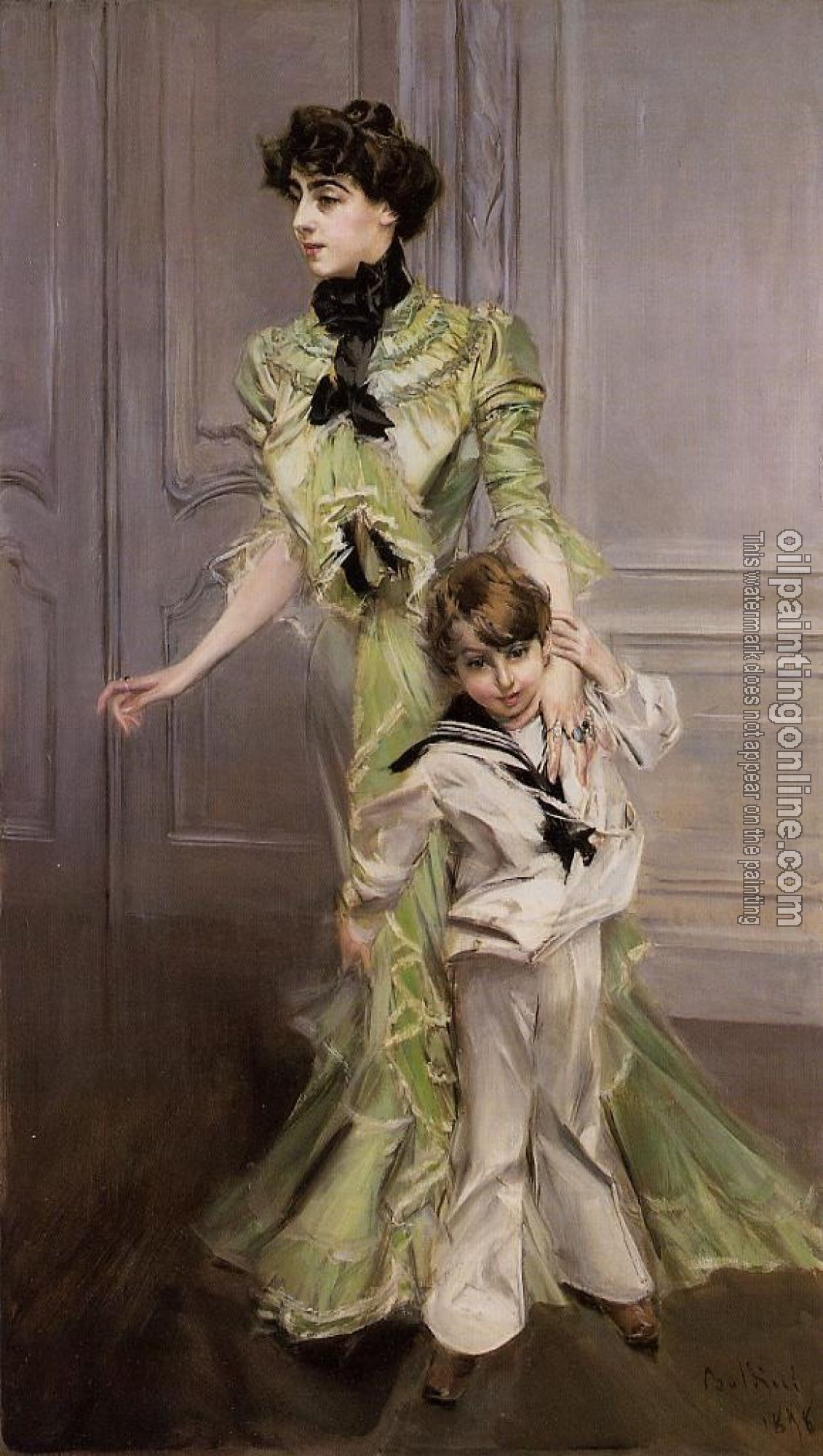 Giovanni Boldini - Portrait of Madame Georges Hugo and Her Son, Jean